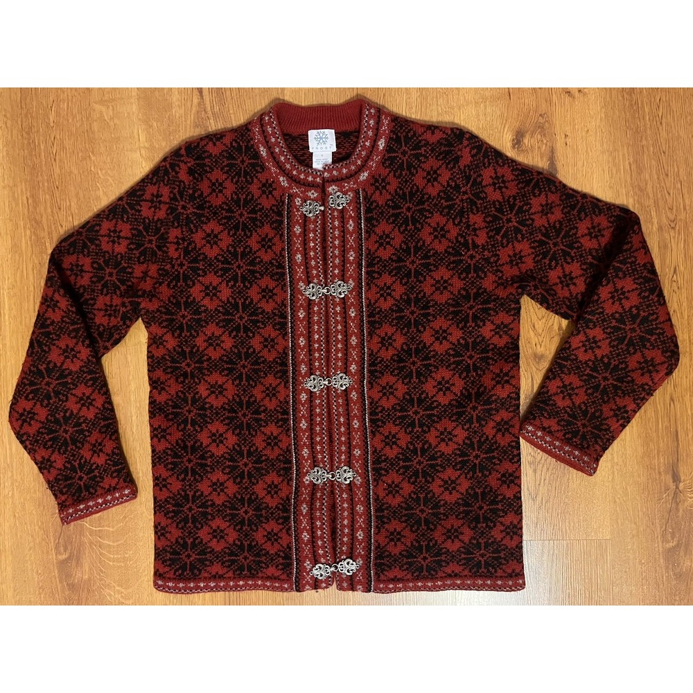 Sweater Frost Wool Cardigan Snowflake‎ Women's S
